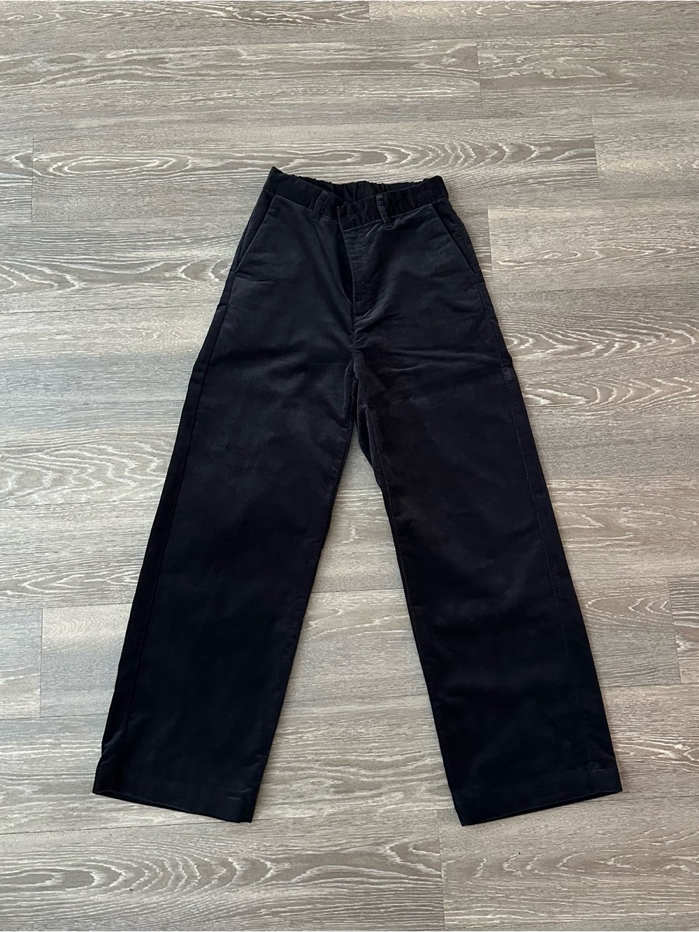 High Waisted Black Corduroy Straight-Leg Pants